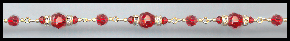 Gold Rondelle and Cherry Red Chain
