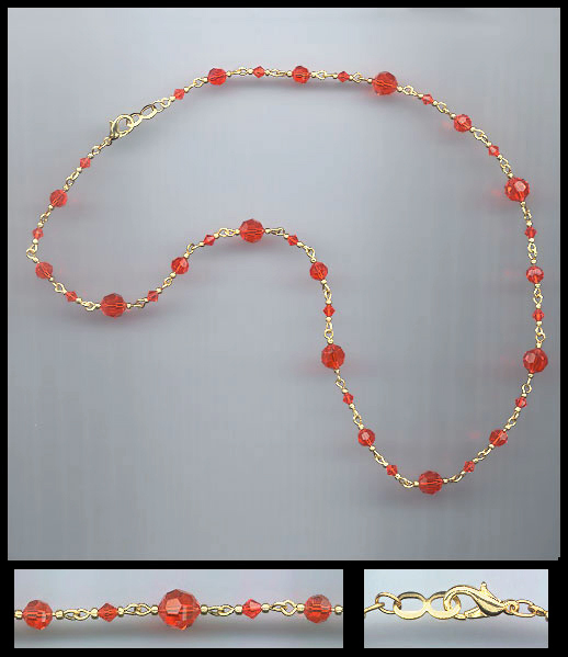 Basic Hyacinth Orange Crystal Necklace