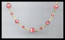 Coral Peach Double Drop Crystal Necklace