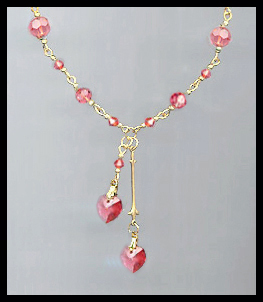 Swarovski Coral Peach Heart Necklace