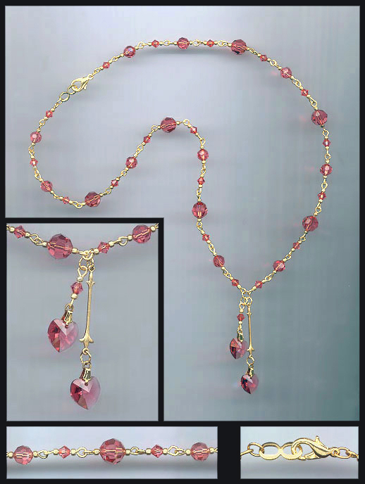 Coral Peach Double Heart Necklace