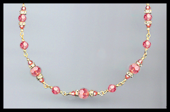 Swarovski Rondelle and Coral Peach Necklace