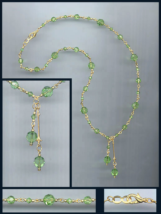 Peridot Green Crystal Drop Necklace