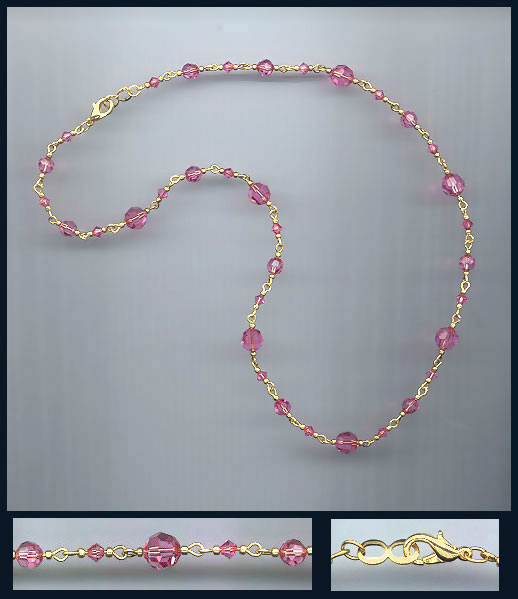 Simple Rose Pink Crystal Necklace