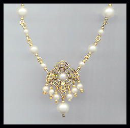 Faux Pearl and Filigree Necklace