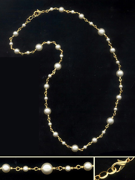 Simple Cream Faux Pearl Crystal Necklace