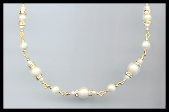 Swarovski Rondelle and Cream Pearl Necklace