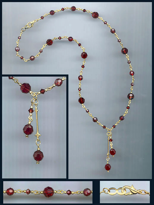 Simple Ruby Red Crystal Necklace