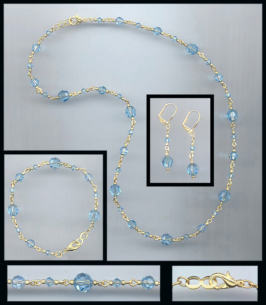 Swarovski Aquamarine Necklace Bracelet Earring Set