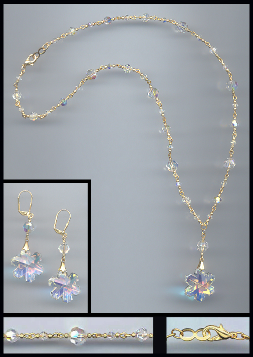 Aurora Crystal Snowflake Necklace Set