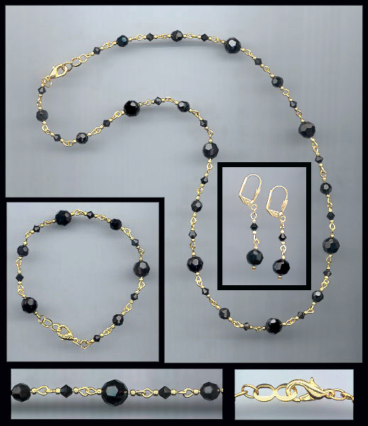 Swarovski Jet Black Crystal Necklace Set