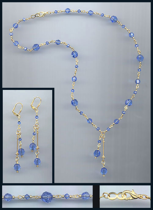 Swarovski Light Blue Crystal Drop Necklace Set