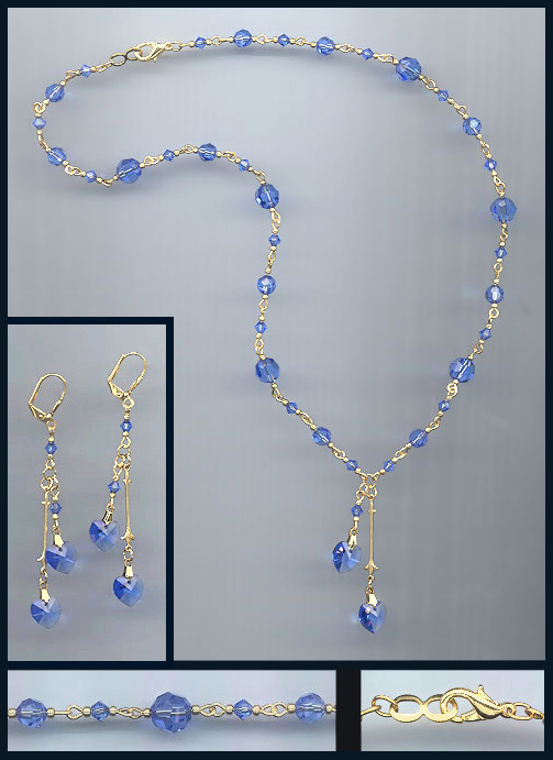 Swarovski Light Blue Heart Necklace Set