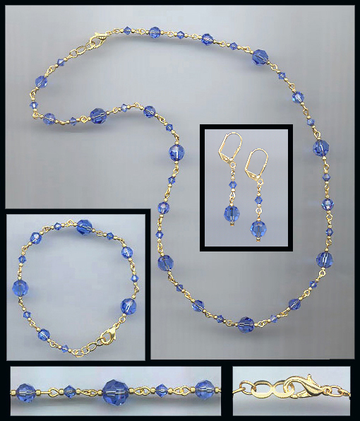 Swarovski Light Blue Crystal Necklace Set