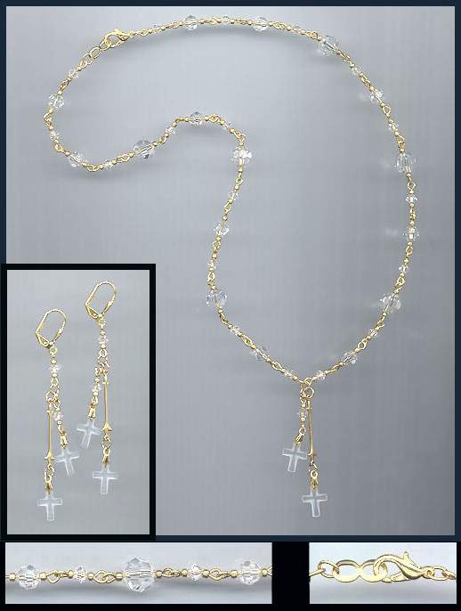 Swarovski Crystal Cross Necklace Set