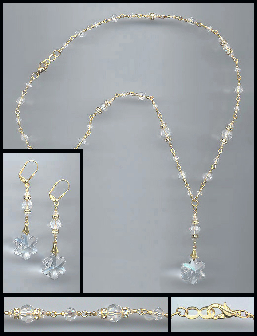 Clear Crystal Snowflake Necklace Set