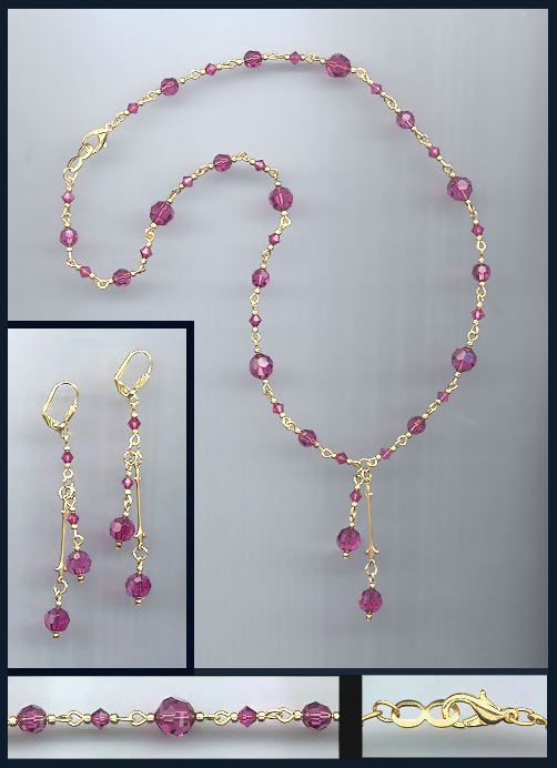 Swarovski Fuchsia Pink Crystal Necklace Set