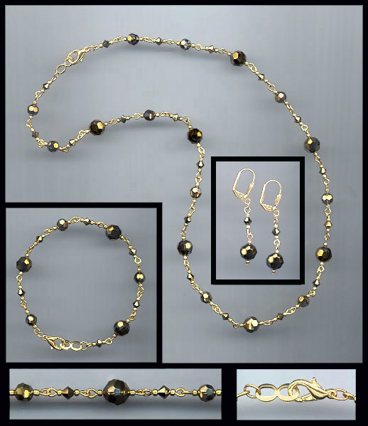 Swarovski Antique Gold Crystal Necklace Set