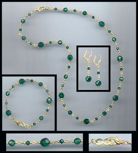 Emerald Green Crystal Necklace Set