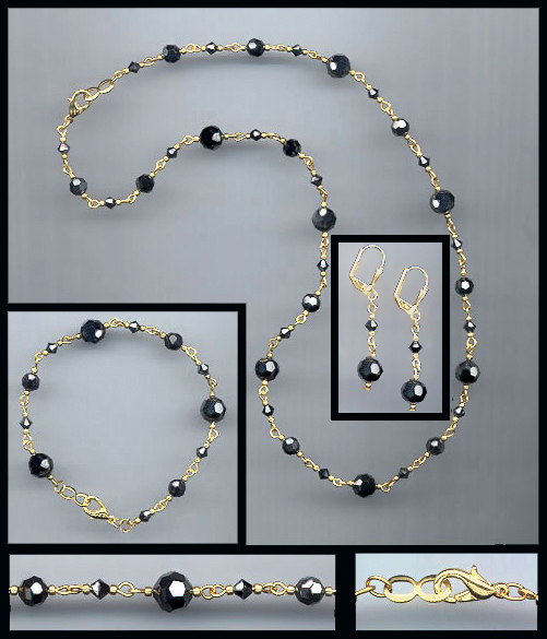 Swarovski Hematite Crystal Necklace Set