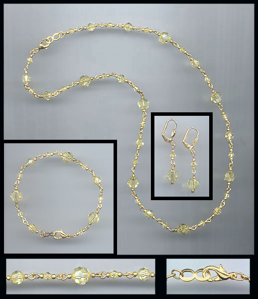 Swarovski Jonquil Yellow Necklace Bracelet Earring Set