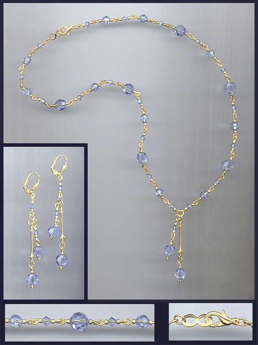 Swarovski Light Blue Crystal Drop Necklace Set