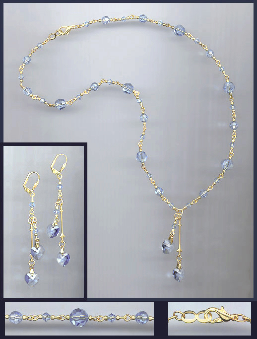 Swarovski Light Blue Heart Necklace Set