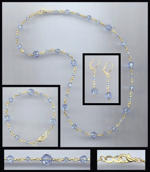 Swarovski Light Blue Crystal Necklace Set