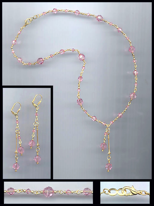 Swarovski  Light Pink Crystal Necklace Set