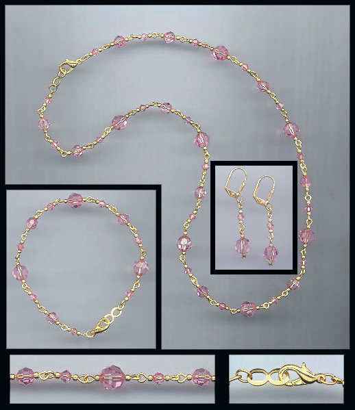 Swarovski Light Pink Crystal Necklace Set