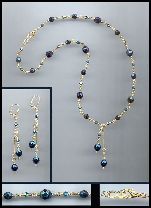 Midnight Blue Drop Necklace Set