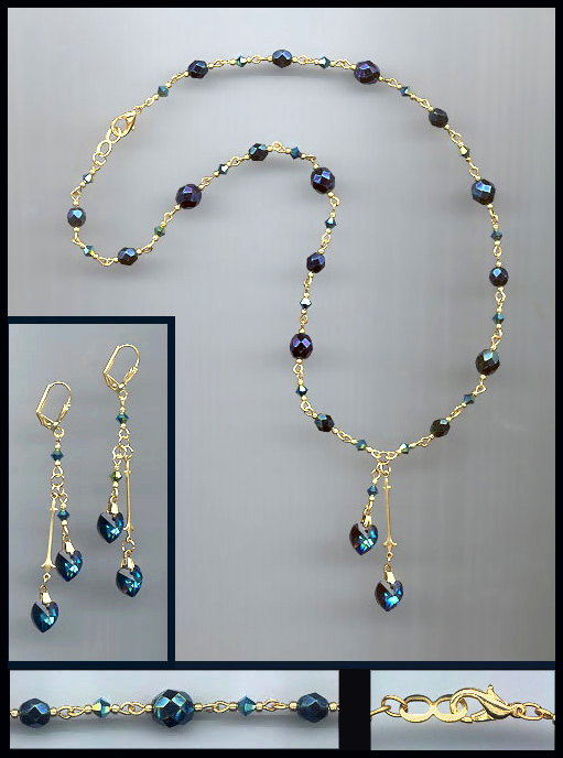 Midnight Blue Heart Necklace Set