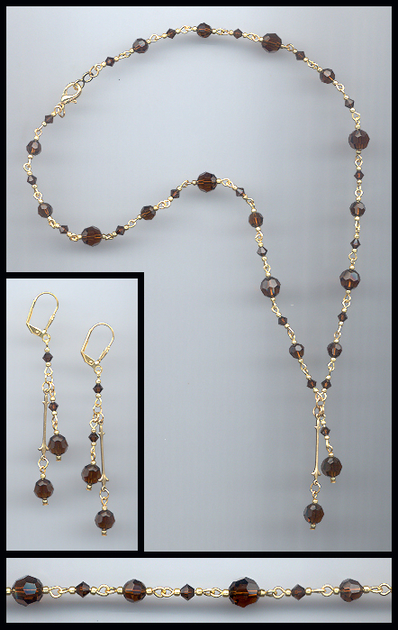 Mocca Brown Crystal Necklace Set