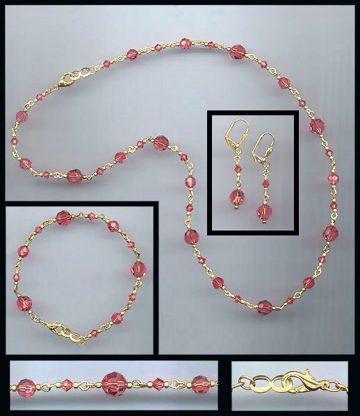 Swarovski Coral Crystal Necklace Set
