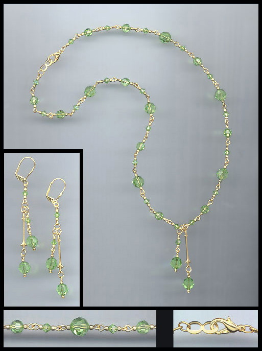 Peridot Green Crystal Drop Necklace