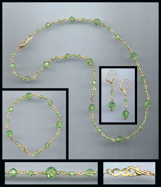 Swarovski Peridot  Crystal Necklace Set