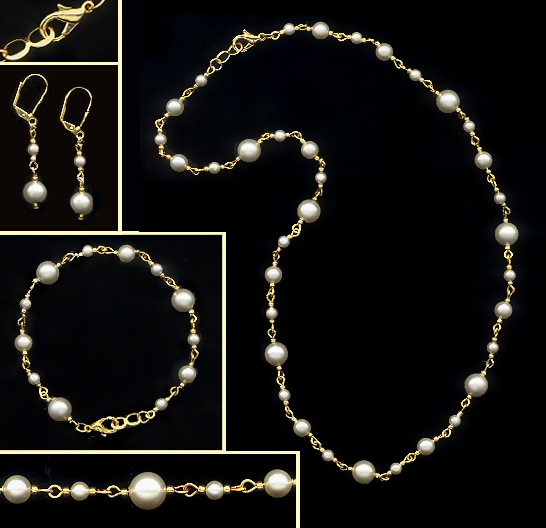 Swarovski Cream Pearl Necklace Set