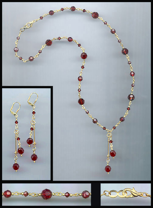 Red Crystal Drop Necklace Set