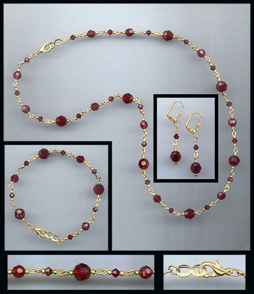 Swarovski Red Crystal Necklace Set