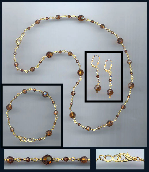 Swarovski Coffee Brown Crystal Necklace Set
