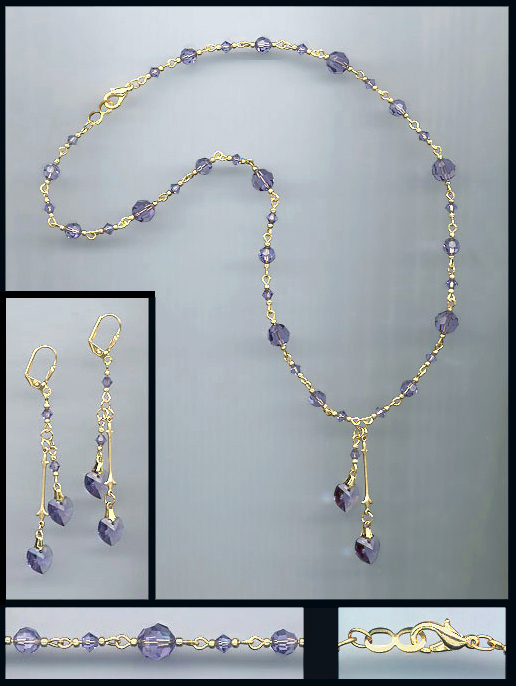 Swarovski Tanzanite Purple Heart Necklace Set