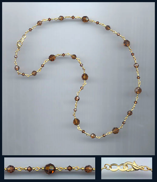 Simple Coffee Brown Crystal Necklace