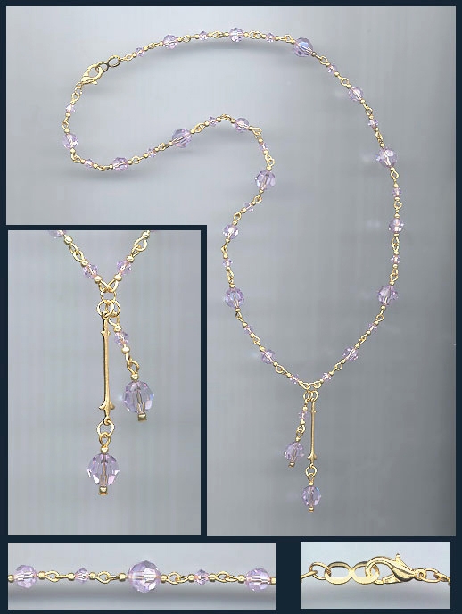 Violet Double Drop Crystal Necklace