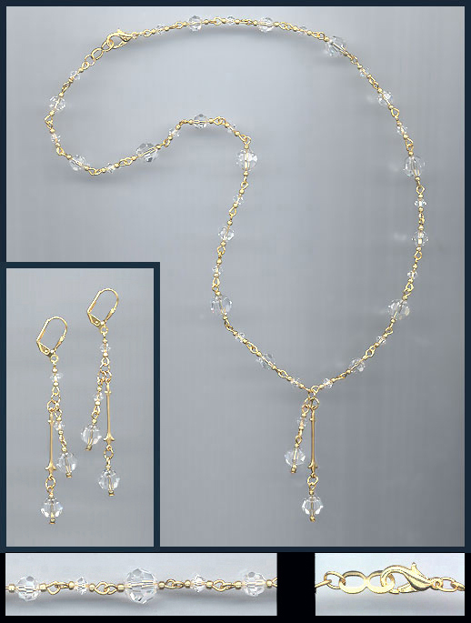 Clear Crystal Drop Necklace Set