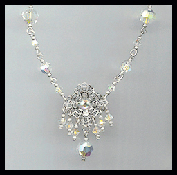 Aurora Borealis Crystal and Filigree Necklace