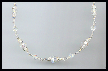 Swarovski Rondelle and Aurora Borealis Necklace