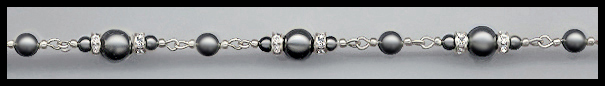 Silver Rondelle and Cream Pearl Chain