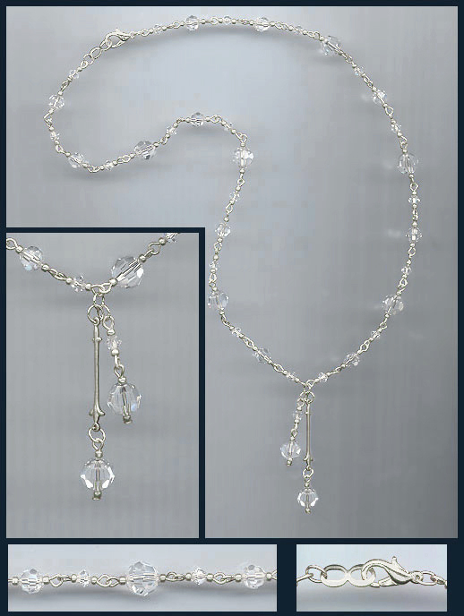 Clear Crystal Double Drop Necklace