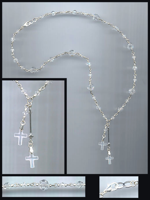 Frosted Clear Crystal Cross Necklace
