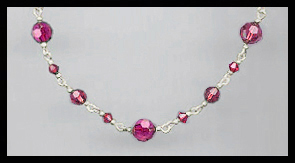 Simple Fuchsia Pink Crystal Necklace